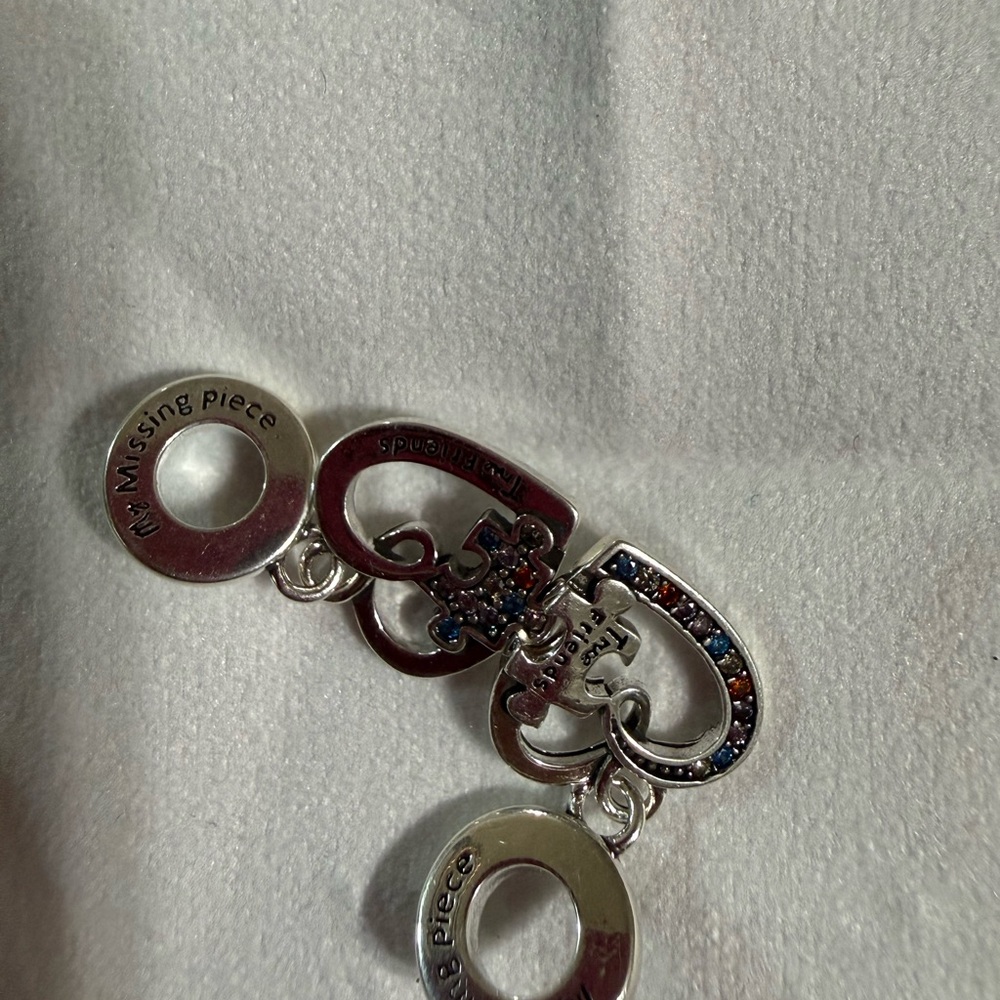 Pandora Silver Heart Puzzle Charm with Multicolor Stones - Picture 4 of 6